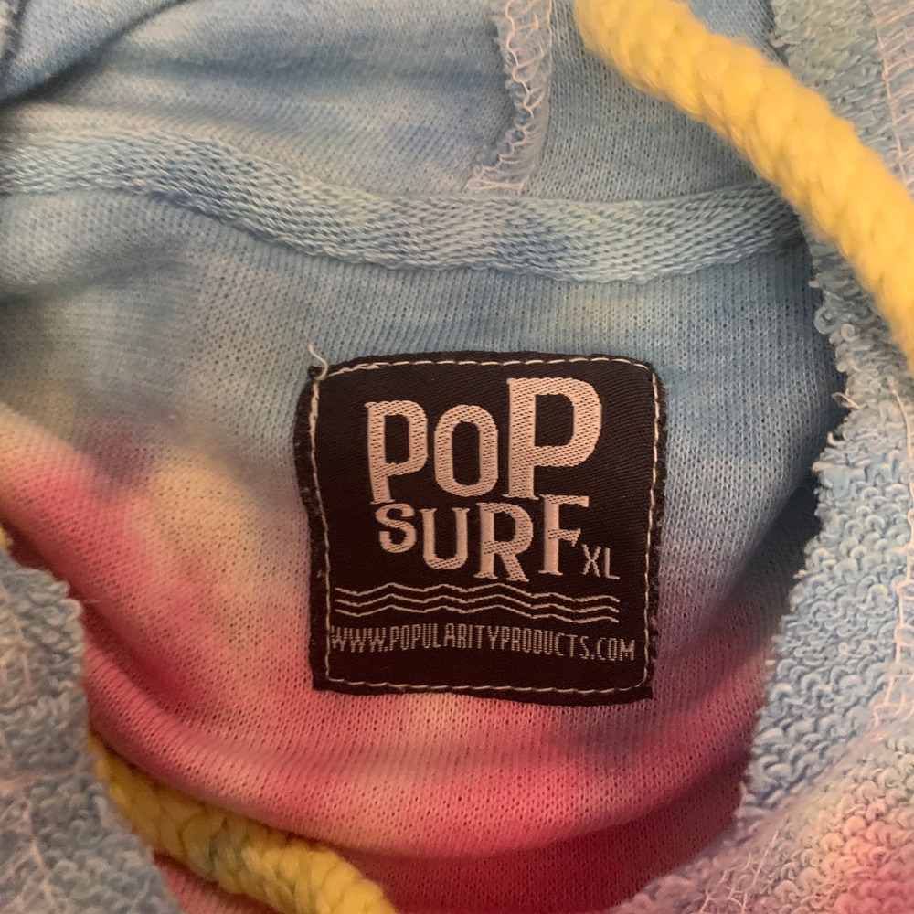 POP Surf Tie Dye Cropped Hoodie XL NWT Pastel Distressed Summer Pullover - Picture 2 of 4